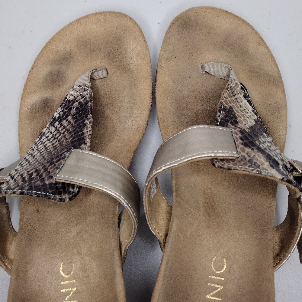 Vionic Alanis Women's Snakeskin Leather Toe-Post Wedge Sandals - Picture 14 of 15